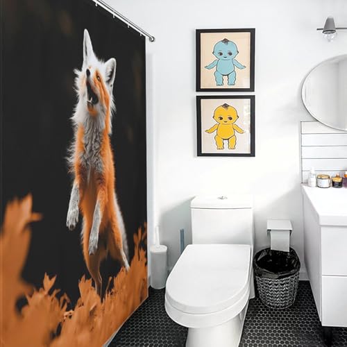 Rideau de douche renard en tissu polyester lavable et imperméable 183x183cm - 3