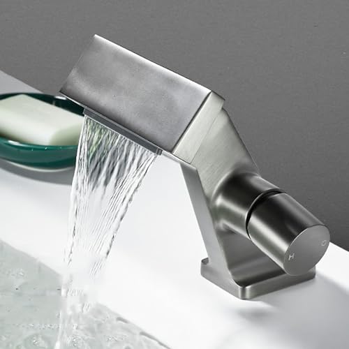 Grifo de cascada dorado con monomando elegante para lavabo de baño de lujo LWX 5