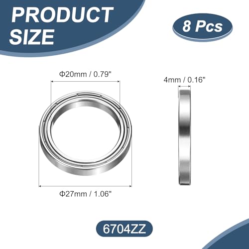 Rodamientos de bolas de ranura profunda 6704ZZ pack de 8 para electrodomésticos 2