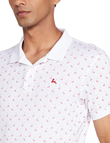 Image of Parx Men's Pure Cotton Print Pattern Regular Fit Rib Collar Polo Neck Half Sleeve Casual T-Shirt