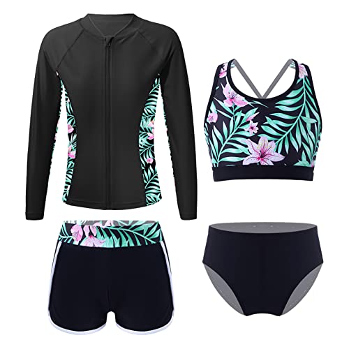 Maillot de bain anti UV UPF 50+ fille avec haut tankini et veste rashguard