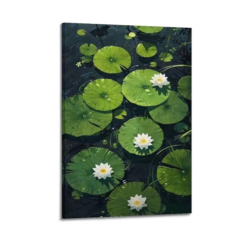 Poster plantes nénuphars et feuilles de lotus déco