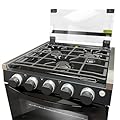 Greystone, 17 Inch RV Gas Range, Stove and Oven Combo, 12 Volt, LP, 3 Burners, Stainless Steel Trim with Black Knobs/Door