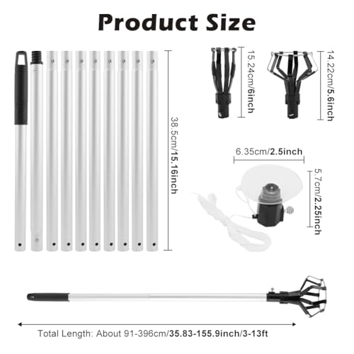 TLPCRKI 3-13FT Light Bulb Changer for High Ceilings, High Reach Light Bulb Changerwith Baskets and Suction Cup, Bulb Removal Tool for High Ceilings and Recessed Lights - Thumbnail 2