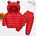Winter Down Coats for Kids Baby Boys Girls Light Puffer Padded Jacket Bear Hoods Outerwear with Pants (Red-A, 4-5 Years)