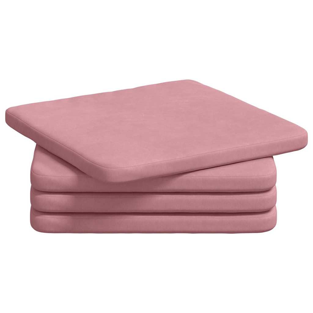 Coussin d'assise en velours 40x40 lot de 4 galettes de chaise rose à liens