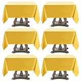 Aocoz Square Tablecloth 52 x 52 Inch Yellow Tablecloths Stain-Wrinkle Resistant Washable Polyester Table Cloths for Holiday, Buffet Parties, and Weddinge 6pack