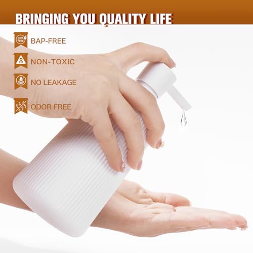 Hand Soap Dispenser, White Soap Dispenser Bathroom, Refillable Washing up Liquid Soap Dispenser Kitchen (White) - Image 6