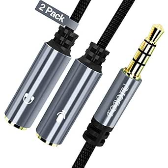 Amazon: Foboiu Headset Adapter, 2 Pack Headphone Splitter Adapter