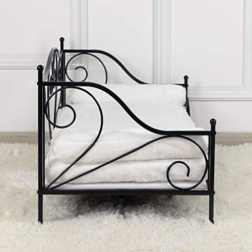 Pet Sofa Bed, Metal Frame Dog Bed Couch With Washable Plush Cushion For Medium Pet Sitting (Black) #TOP4