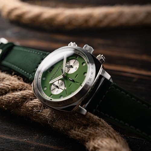 Image of Spinnaker Hull Men's Chronograph Watch - Meca-Quartz Movement, Stainless Steel Cushion Case, Leather Strap, Water Resistant 100m, SP-5068