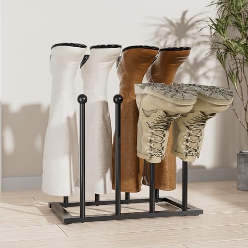 Free Standing Shoe Racks for Boots - 4 Pair Boot Rack, Shoe Organizer for Closet, Entryway, Garage, Porch, Bedroom, Patio, Hallway