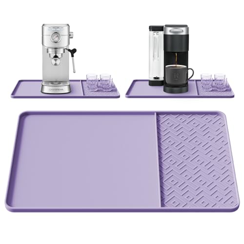Silicone Coffee Mat with Raised Edges 19" x 12" – Waterproof Countertop Mat, Coffee Maker Pad, Espresso Machine Mat, Heat Resistant Dish Drying Mat