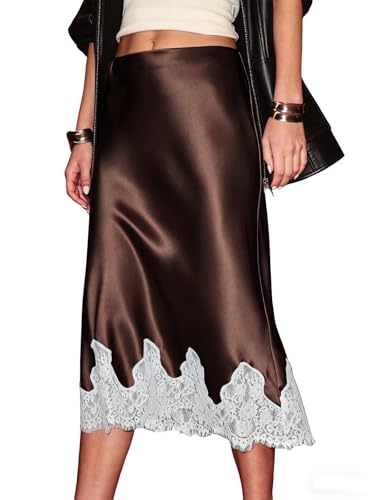 Satin Skirts High Waist Silk