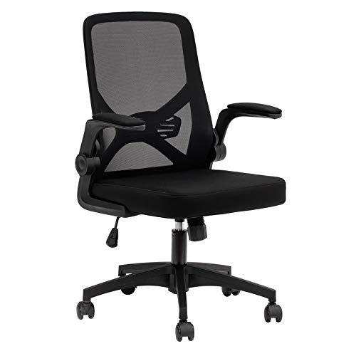 Flamrose Mid Back Mesh Chair, Integrated Adjustable Armrest and Back, Ergonomic Office Chair, Home Desk Chair, Computer Chairs (Black)