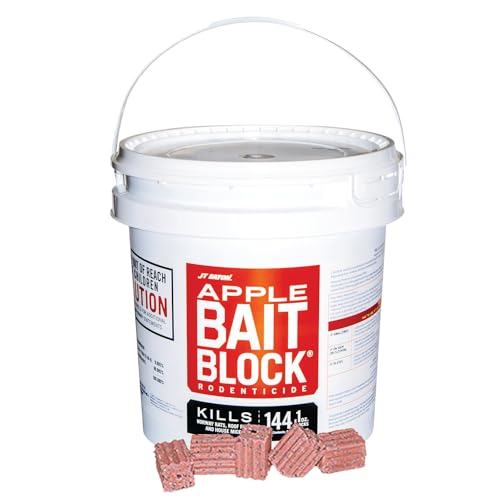 JT Eaton 709-AP Bait Block Anticoagulant Rodenticide, Apple Flavor, for Mice and Rats (9 lb Pail of 144)