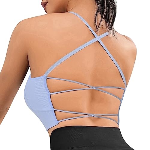 Vertvie Damen Sport BH Rückenfrei Gym BH Gepolstert Cups Crossback Yoga...