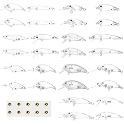 Señuelos De Pesca Para Pintar YFPICO Juego 28 SeñUelos Pesca Sin Pintar Cebos Duros ABS DIY con Ojos 3D SeñUelos Lubina Crankbait Wobblers Minnow Popper Pencil VIB Aparejos Pesca Mar