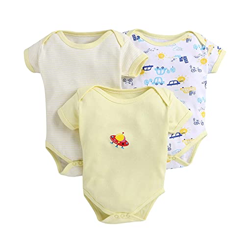 Image of POOJA BABY Cotton Baby Bodysuit Short Sleeve Half Romper Pack of 3 Soft & Comfortable for Kids Pack of 3