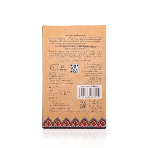Image of Amogha Backflow Incense Cones | Pack of 40 | Long-Lasting Aromatic Cones for Meditation, Relaxation & Rejuvenation | 3 Fragrances | Stress Relief & Air Purification | Home & Office Use.