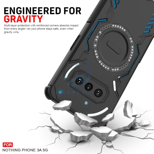 Image of AESTMO Back Case Cover for Nothing Phone 3A 5G | Magnetic Case with Built-in Metal Ring | Compatible with MagSafe Accessories | Shockproof Hybrid (PC + TPU, Black)