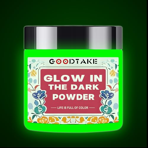 GOODTAKE Glow in The Dark Powder, Neon Green Colors Glow Powder Set, Epoxy Resin Dye Luminous Pigment Powder for Fine Art, DIY Nail Art, Epoxy Resin Colorant, Paint, Cosmetics (Neon Green, 4 Ounces)