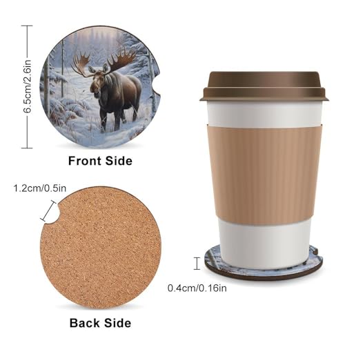 Juego 4 Posavasos para Auto Diseño Alce Invierno 6.5 cm miniatura 2