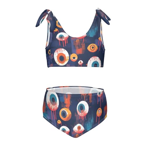 KLL Mystic Boho Evil Eyes Dots Contemporary Girls 2 Piece Bikini Sets Beach Bathing Suit Swimming Suits Adjustable Shoulder