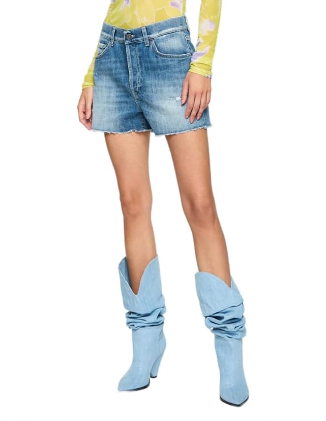 Material: Cotone DONDUP, Short Cinque Tasche Vita Regolare in Tela Denim slavata. DP686DS0107DGV1-SHORTS/STELLA-800DENIM Taglia 27