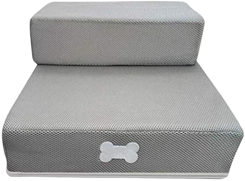 DrivEx 犬の階段のステップ通気性の網ペットステップ折り畳み式2つのレベル階段取り外し可能 ペット用品 階段 35*30*20cm グレー (グレー)