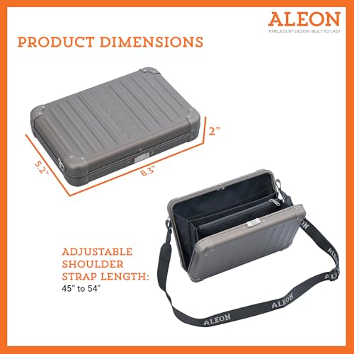 Image of Horizontal All Aluminum Crossbody Bag - Lightweight Compact Travel Case with Adjustable Strap, RF Blocking, Interior Pockets & Secure Clasp - Stylish Over-Shoulder Bag for Men & Women (Bronze)