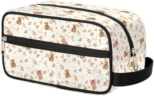 Travel Toiletry Bag for Women Girl,Waterproof Lightweight Makeup Cosmetic Bag Organizer with Handle & Zip Pockets Toiletries Bag for Gym,Beach - Cute Bear