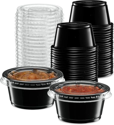 JOKOLO Recipientes de 10 onzas (12 cm x 5 cm, 50 piezas) con tapas herméticas, sin BPA, recipiente de plástico reutilizable para alimentos, cuenco desechable redondo, seguro para congelador,