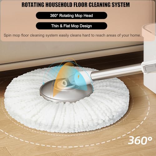 Fregona giratoria y cubo escurridor resistente con mango largo de 155 cm 7