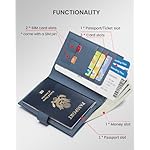 RFID Slim Passport Holder for Man & Women, Compact Leather Passport Wallet with Card Holders SIM Slots, Zippered Coins Pocket and Cash Holder Travel Passport Cover Case, Dark Blue - Image 2
