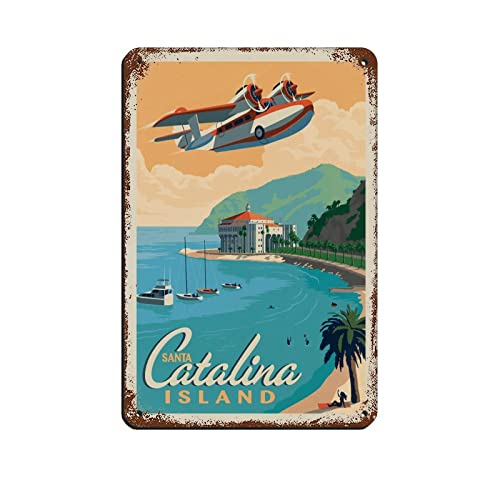 AZOLID Letreros de metal de lata Catalina Island CA para el hogar, cocina, restaurante, pared, club, casa, decoración de viaje, 30 x 20 cm