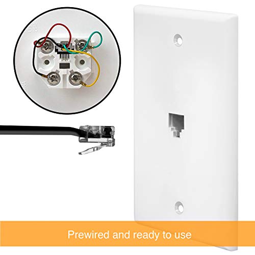 image for ENERLITES RJ11 Telephone Jack Wall Plate by 1-Gang, Standard Size, Whi