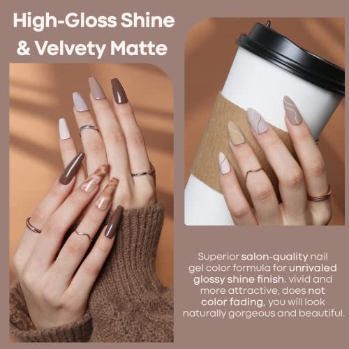 Image of modelones Gel Nail Polish Set Nude 6Colors Brown Beige Khaki Fall