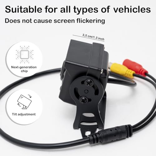 Image of Rear View Backup Camera - 170 Wide Angle, Night Vision, IP68 Waterproof, Super CCD, 800x480 Resolution, 9-36V Compatible, with 8 LED Lights for Cars, Trucks, and RVs