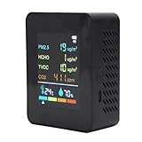 Fabater Monitor de Calidad del Aire 6 en 1 para Invernadero de la Oficina en Casa, Detector de Humedad de Temperatura Portátil con una Pantalla Grande (Mt07wt Negro)