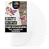 OfficeTree 20x Fogli di Plastica Termoretraibile Trasparente 20x29 cm - Fogli Termoretraibili Stampabili con Modelli Scaricabili - Plastic Shrink per Gioielli o Portachiavi - Shrink Plastic Stampabile