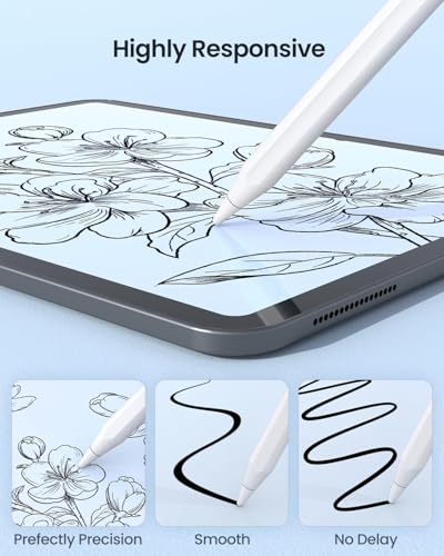 Image of Universal Stylus Pen Magnetic Adsorption for iPad 10th /9th Generation iPads with Palm Rejection, Tilt Tech, Precise Pencil for iPads 2018-2024 Pack of-1 (White)