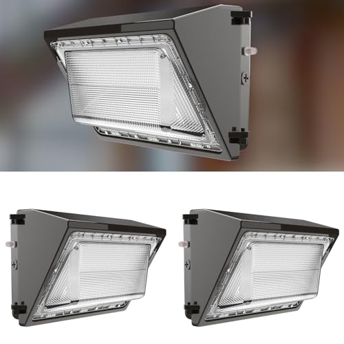 Image of Lightdot 2 Pack 250W LED Wall Pack Lights,37500LM 5000K Wall Pack LED Exterior Light, Dusk to Dawn Photocell,IP65 ETL Black 100-277V, 70ft Coverage for Parking Lots Yards Warehouses Factory Outdoor