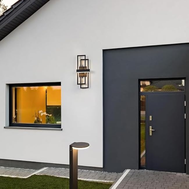 LamQee Modern Outdoor Wall Lights 20 inch Dual Rectangle 12W Black