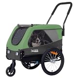 Tiggo VS Medium Hundeanhänger & Buggy 2in1 Fahrradanhänger Hundebuggy Jogger für Hunden bis 23kg (Grün/Grau)