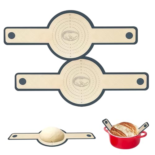 KLINNA Lot de 2 tapis de cuisson en silicone pour four hollandais, avec longues poignées, tapis de cuisson réutilisable, tapis à pain pour four, kit d'accessoires professionnels, facile à nettoyer