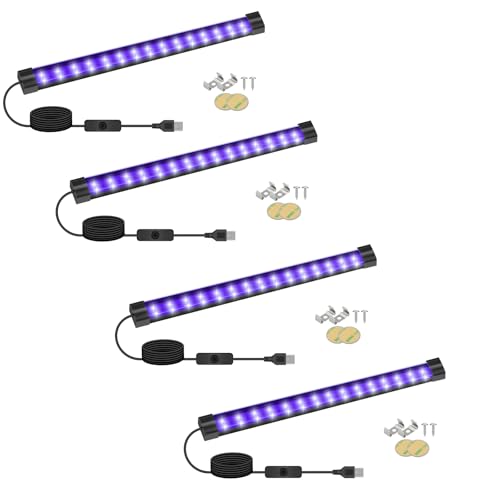 Lampe UV LED noire Lot de 4 barres 10W USB 30cm avec intensité réglable