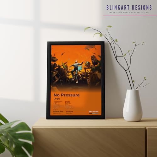 Image of BLINKART logic - No Pressure Wall Photo Frames | Wall Art for Bedroom, Living Room, Studio or Office | Album Cover Print with Spotify Song Link QR Code | Gift for Fans - 8x12 In