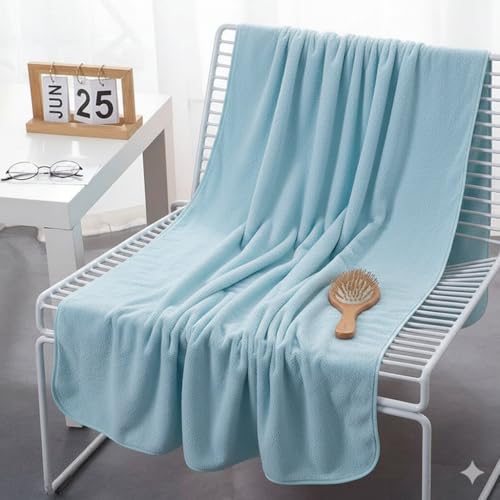 Image of Dribble Coral Fleece 450 GSM Bath Towel 70x140 cm | Ultra Soft, Quick Dry, Highly Absorbent | Lightweight & Skin-Friendly Towel for Bathroom, Gym & Travel, (Peach /Blue, Pack of 2)