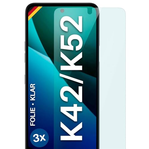 moex FlexProtect Schutzfolie für LG K42 / K52 Bildschirmschutz Folie Ultra-klar HD 0,2 mm kompatibel mit jeder Hülle, Anbringen ohne Blasen, Handyfolie Extra Kratzfest, 3 Stück